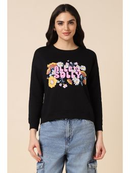 Allen Solly - Women Black Print Round Neck Sweatshirt