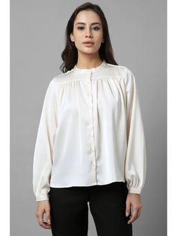 Allen Solly - Women Cream Solid Long Sleeves Shirt