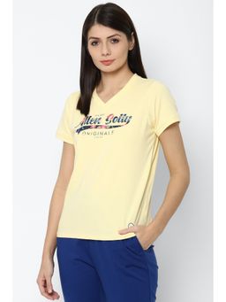 Allen Solly - Women Yellow Print Casual T-shirt