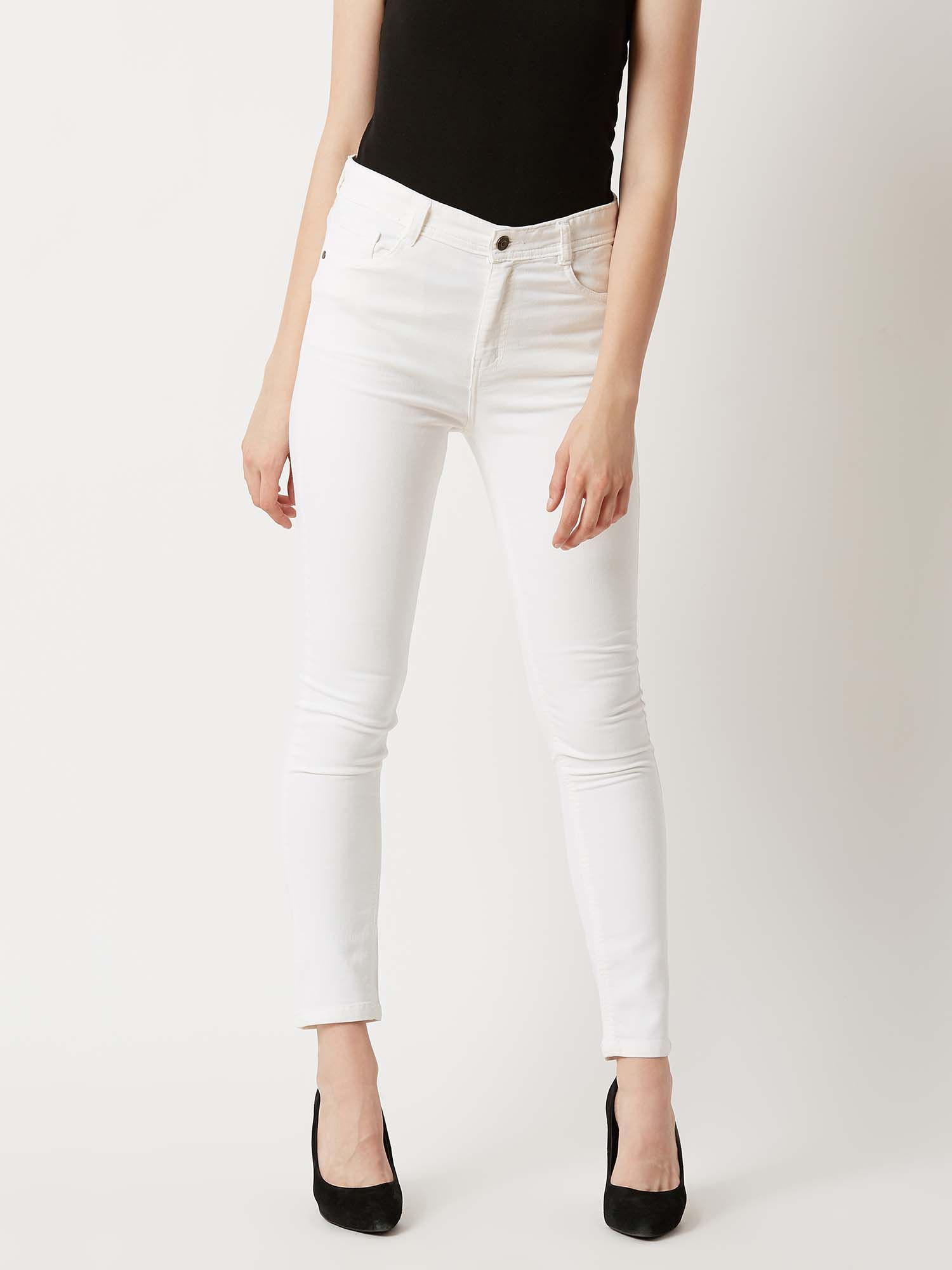miss chase Womens White Skinny High Rise Bleached Regular Length Stretchable Denim Jeans-picture-32