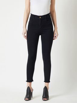 Miss Chase - Womens Black Skinny High Rise Solid Stretchable Denim Jeans