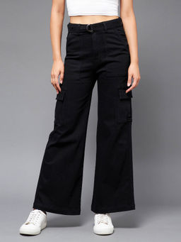 Miss Chase - Womens Black High Rise Regular Stretchable Denim Jeans