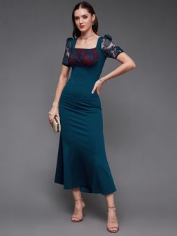 Miss Chase - Teal Lace Midi Party Dress