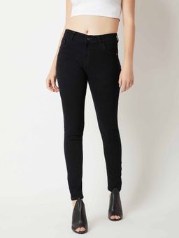 Miss Chase - Women's Black Slim Fit High Rise Regular Length Stretchable Denim Jeans