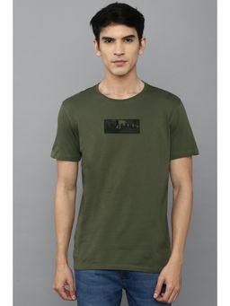 Louis Philippe - Men Olive Graphic Print Crew Neck T-shirt
