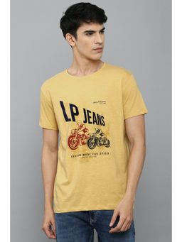 Louis Philippe - Men Yellow Graphic Print Crew Neck T-shirt