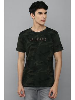 Louis Philippe - Men Olive Print Crew Neck T-shirt