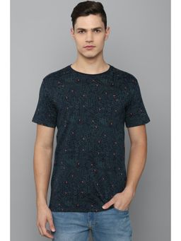 Louis Philippe - Men Navy Print Crew Neck T-shirt
