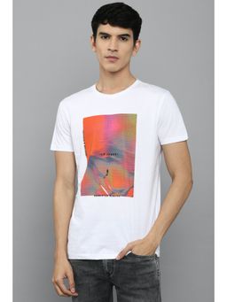 Louis Philippe - Men White Graphic Print Crew Neck T-shirt