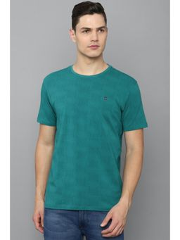 Louis Philippe - Men Green Print Crew Neck T-shirt