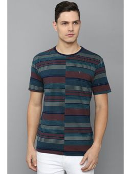 Louis Philippe - Men Multi Stripe Crew Neck T-shirt