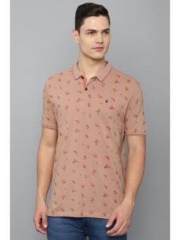 Louis Philippe - Men Peach Print Polo Neck T-shirt