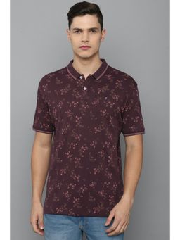 Louis Philippe - Men Purple Print Polo Neck T-shirt
