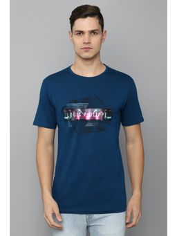 Louis Philippe - Men Blue Graphic Print Crew Neck T-shirt