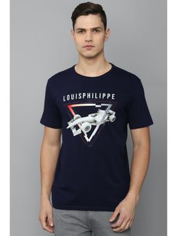 Louis Philippe - Men Navy Graphic Print Crew Neck T-shirt