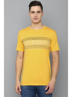 Louis Philippe - Men Yellow Graphic Print Crew Neck T-shirt