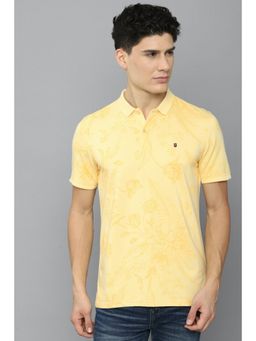 Louis Philippe - Men Yellow Print Polo Neck T-shirt