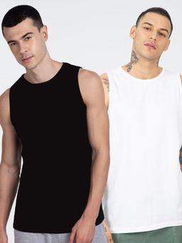 Bewakoof - Mens Black & White Vest Pack of 2