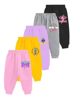 Kuchipoo - Regular Fit Baby Girls Joggers (Pack of 5)