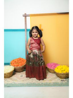EKANTA - Ishwarya Maroon Mini Lehenga and Choli (Set of 2)
