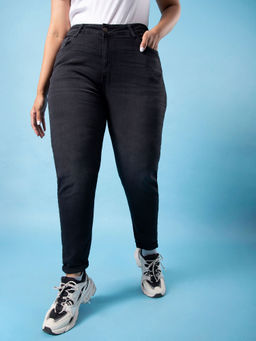 Instafab Plus - Size Women Stylish Solid Casual Black Jeans