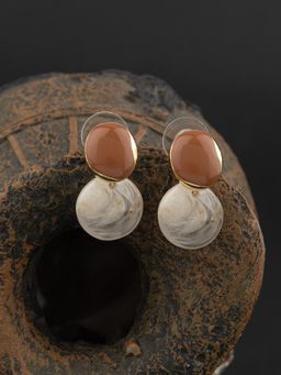 E2O - Gold Plated Pearl Crafted Contemporary Drop Earring