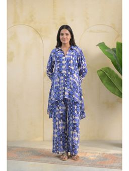 Doree By Rinkie - Women Polyester Blue Printed Shirt with Pant