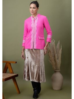 Doree By Rinkie - Women Pink Jacket with Skirt