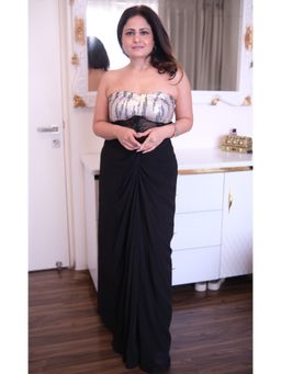 Doree By Rinkie - Women Georgette Black Skirt with Top