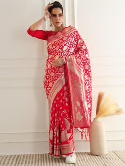 Chhabra 555 - Magenta Handloom Saree with Unstitched Blouse