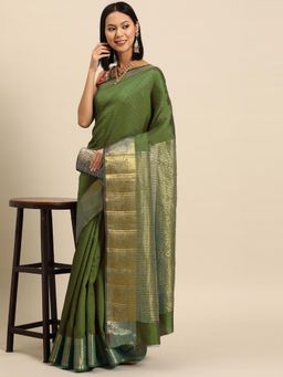 Chhabra 555 - Green Handloom Saree with Unstitched Blouse