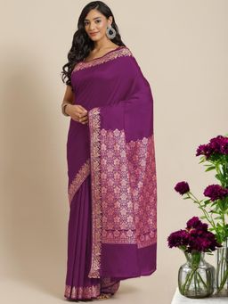 Chhabra 555 - Purple Handloom Saree with Unstitched Blouse