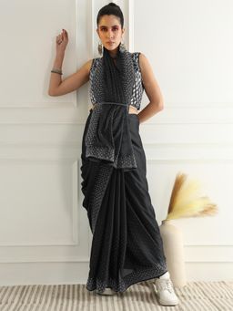 Chhabra 555 - Black Embellished Saree with Unstitched Blouse