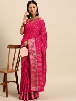 Chhabra 555 - Pink Ethnic Handloom Saree with Unstitched Blouse