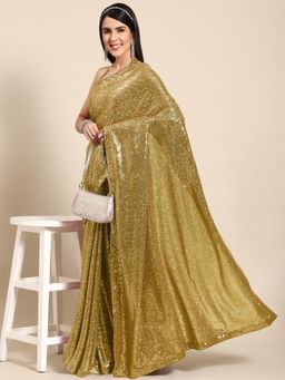 Chhabra 555 - Gold Embellished Saree with Unstitched Blouse