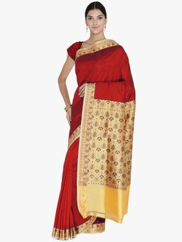 Chhabra 555 - Maroon Handloom Saree with Unstitched Blouse