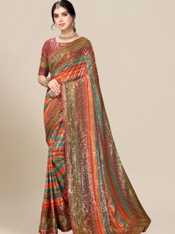 Chhabra 555 - Multi-Color Embellished Saree with Unstitched Blouse
