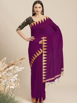 Chhabra 555 - Purple Solid Saree with Unstitched Blouse