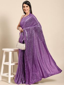Chhabra 555 - Purple Embellished Saree with Unstitched Blouse