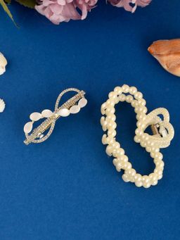 Silvermerc Designs - Pearl Gold Toned Claw Clip (Set of 2)