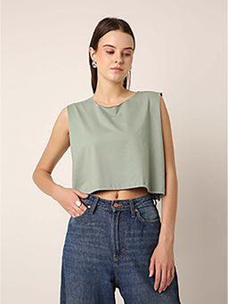 BLNK - Sage Green Sleeveless Crop Top