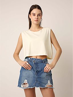 BLNK - Off-White Sleeveless Crop Top
