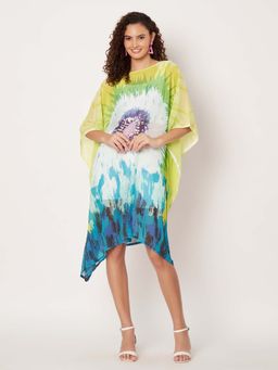SWI STYLISH - Womens Printed Round-Neck Georgette Beachwear Kaftan Multi-Color