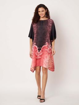 SWI STYLISH - Womens Printed Boat-Neck Georgette Kaftan Multi-Color