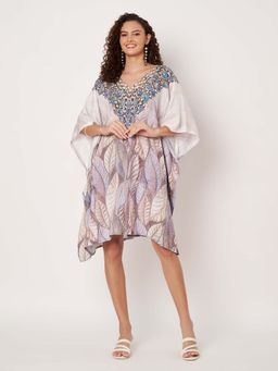 SWI STYLISH - Womens Printed V-Neck Georgette Kaftan Multi-Color