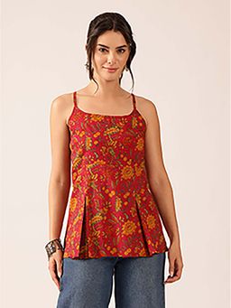 Vbuyz - Womens Printed Flared Cotton Stitched Top