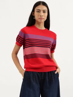 United Colors of Benetton - Round Neck Striped Knitted Top