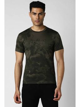 Van Heusen - Men Olive Print Crew Neck T-Shirt