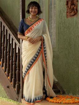 Suta - Women Off White Woven Saree Without Blouse