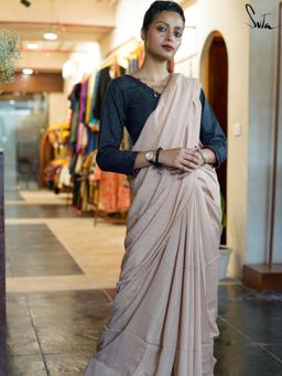 Suta - Women Beige Woven Saree Without Blouse